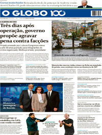 Capa do jornal O Globo 01/11/2025