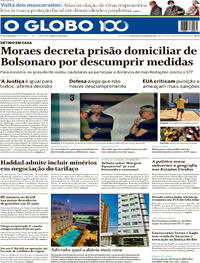 Capa do jornal O Globo 05/08/2025