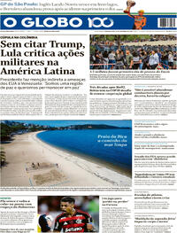 Capa do jornal O Globo 10/11/2025