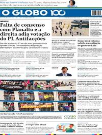 Capa do jornal O Globo 13/11/2025