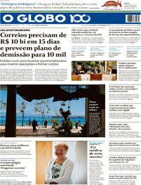 Capa do jornal O Globo 14/11/2025
