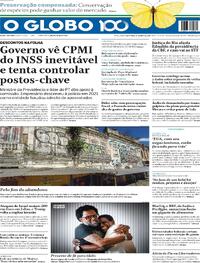 Capa do jornal O Globo 16/05/2025
