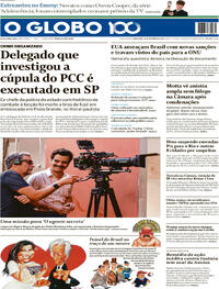 Capa do jornal O Globo 16/09/2025