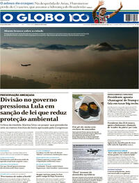 Capa do jornal O Globo 18/07/2025