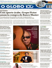 Capa do jornal O Globo 18/11/2025