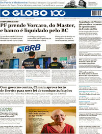 Capa do jornal O Globo 19/11/2025