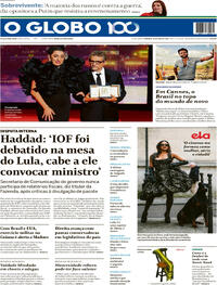 Capa do jornal O Globo 25/05/2025