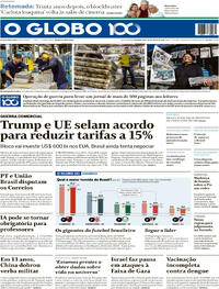 Capa do jornal O Globo 28/07/2025