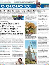 Capa do jornal O Globo 28/11/2025