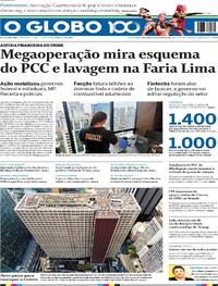 Capa do jornal O Globo 29/08/2025