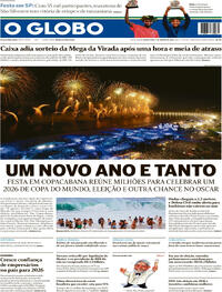 Capa do jornal O Globo 01/01/2026