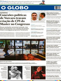 Capa do jornal O Globo 07/03/2026