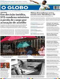 Capa do jornal O Globo 07/08/2026