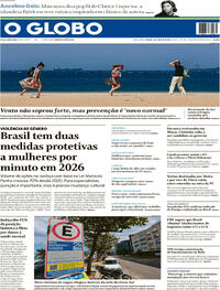 Capa do jornal O Globo 08/08/2026