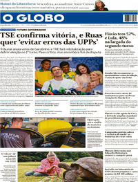 Capa do jornal O Globo 09/10/2026