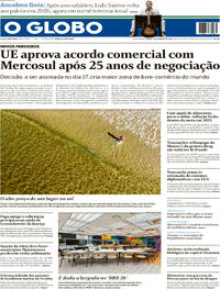 Capa do jornal O Globo 10/01/2026