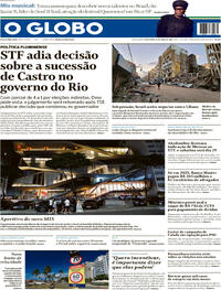 Capa do jornal O Globo 10/04/2026
