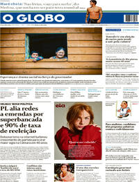 Capa do jornal O Globo 11/10/2026