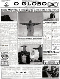 Capa do jornal O Globo 12/10/2026