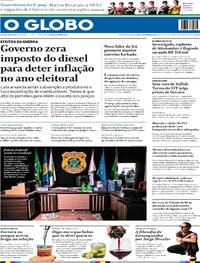 Capa do jornal O Globo 13/03/2026