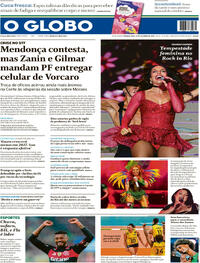 Capa O Globo 14/09/2026