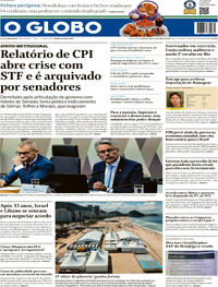 Capa do jornal O Globo 15/04/2026