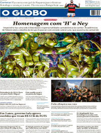 Capa do jornal O Globo 16/02/2026