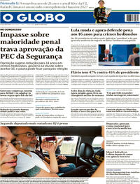 Capa Jornal O Globo
