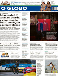 Capa do jornal O Globo 18/01/2026