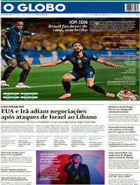 Capa do jornal O Globo 20/06/2026