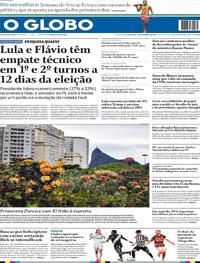 Capa do jornal O Globo 22/09/2026