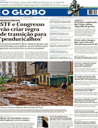 Capa do jornal O Globo 25/02/2026