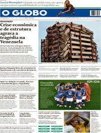 Capa do jornal O Globo 26/06/2026
