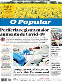 Capa do jornal O Popular 08/06/2020