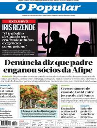 Capa do jornal O Popular 08/12/2020