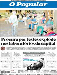 Capa do jornal O Popular 10/07/2020