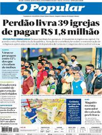 Capa do jornal O Popular 10/09/2020