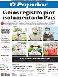 Capa do jornal O Popular 11/05/2020