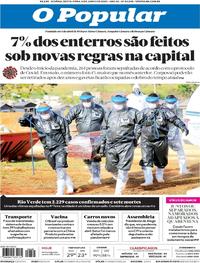 Capa do jornal O Popular 12/06/2020