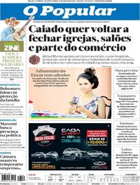 Capa do jornal O Popular 13/05/2020