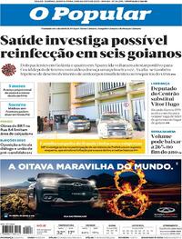 Capa do jornal O Popular 13/08/2020
