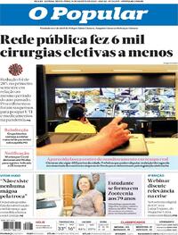 Capa do jornal O Popular 14/08/2020