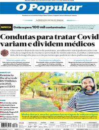Capa do jornal O Popular 15/08/2020