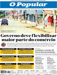 Capa do jornal O Popular 16/04/2020