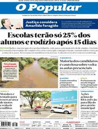 Capa do jornal O Popular 16/10/2020