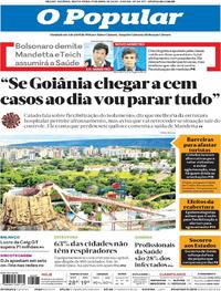 Capa do jornal O Popular 17/04/2020