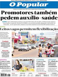 Capa do jornal O Popular 18/05/2020