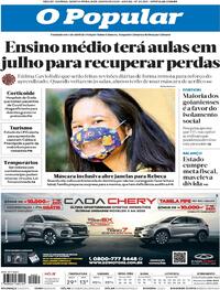 Capa do jornal O Popular 18/06/2020