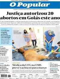 Capa do jornal O Popular 18/08/2020