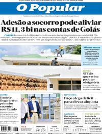 Capa do jornal O Popular 18/12/2020